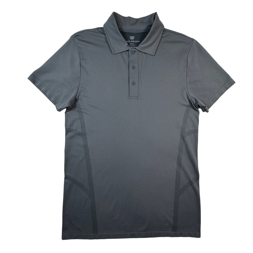 Mack Weldon Vesper Polo Mens Small Grey Short Sleeve Performance Mesh Shirt